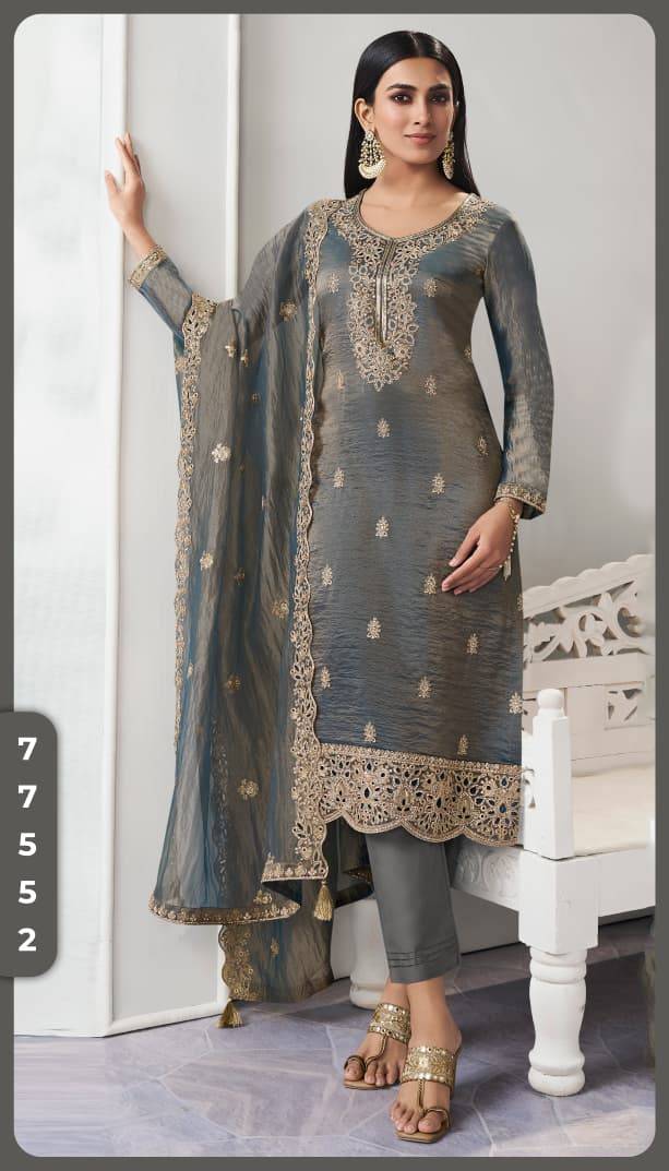 ZIANA by Vinay Fashion 77551 To 77554 Series Designer Festive Suits Collection Beautiful Stylish Fancy Colorful Party Wear & Occasional Wear SOFT GOLD SILK Dresses At Wholesale Price